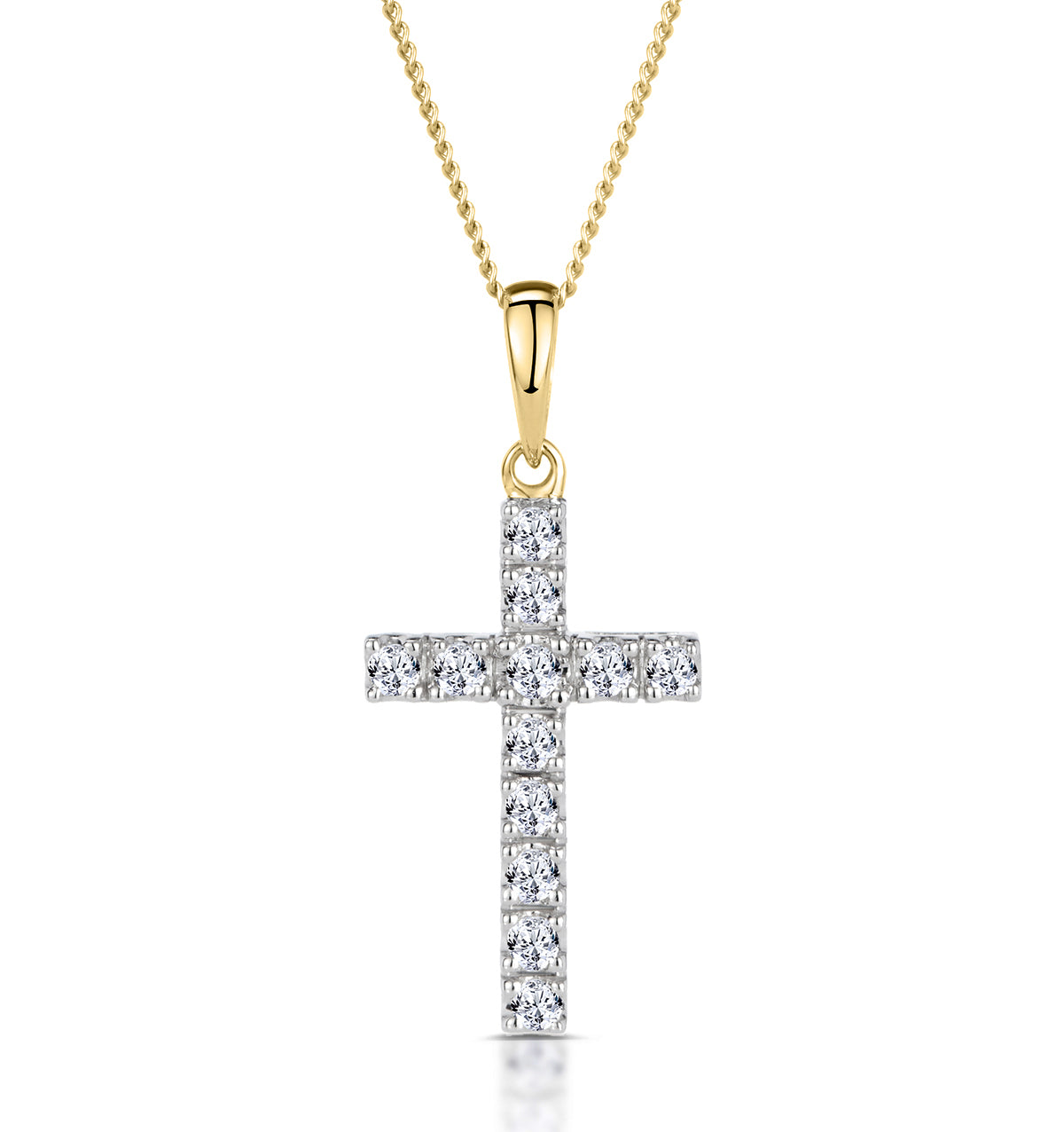 Lab Diamond Cross Necklace Pendant 0.22ct set in 18K Gold Vermeil
